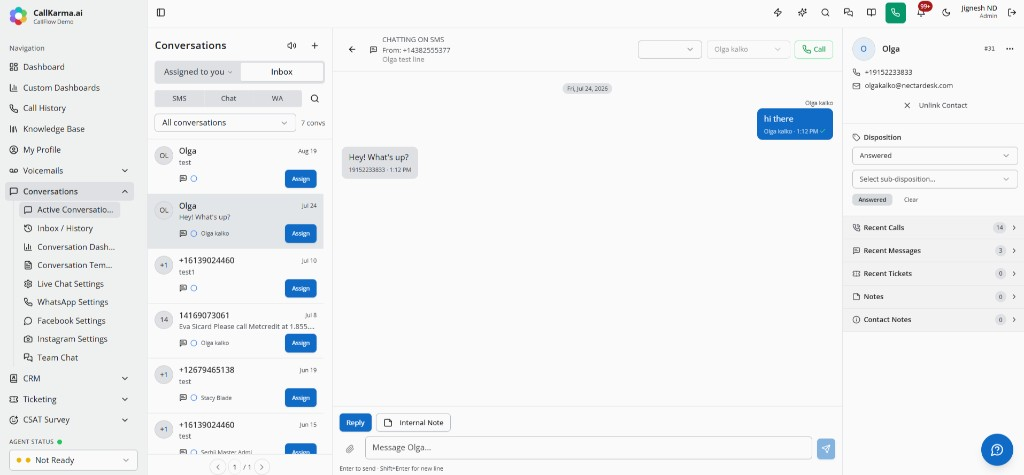 Omnichannel conversations workspace handling social and messaging threads